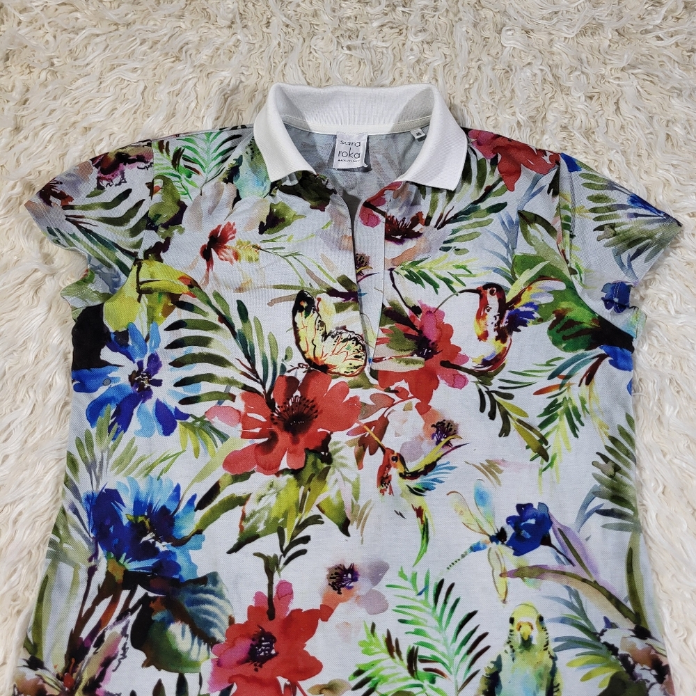 Sara Roka Floral Polli Mini Polo Dress Size 46 - Picture 2 of 16